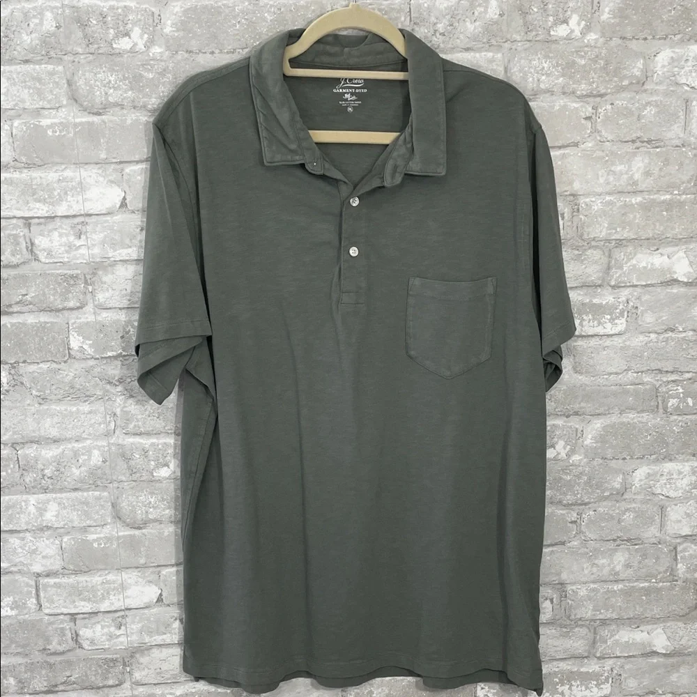 J. Crew Garment Dyed Green Polo Shirt